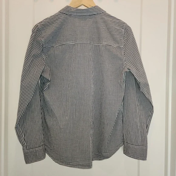 Abercrombie & Fitch Women Gingham L Blue‎ White Button Shirt Long Sleeve Preppy - Picture 2 of 12